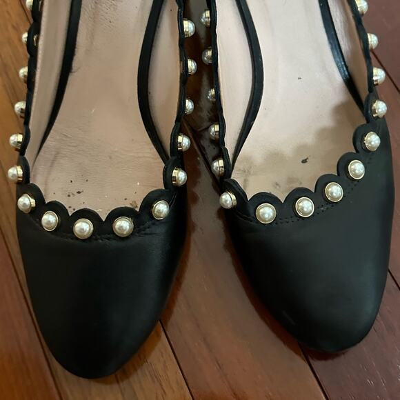 Kate Spade Maeve Black Pearl Studded Pumps Block Heels Twee Feminine Princess - Picture 3 of 10